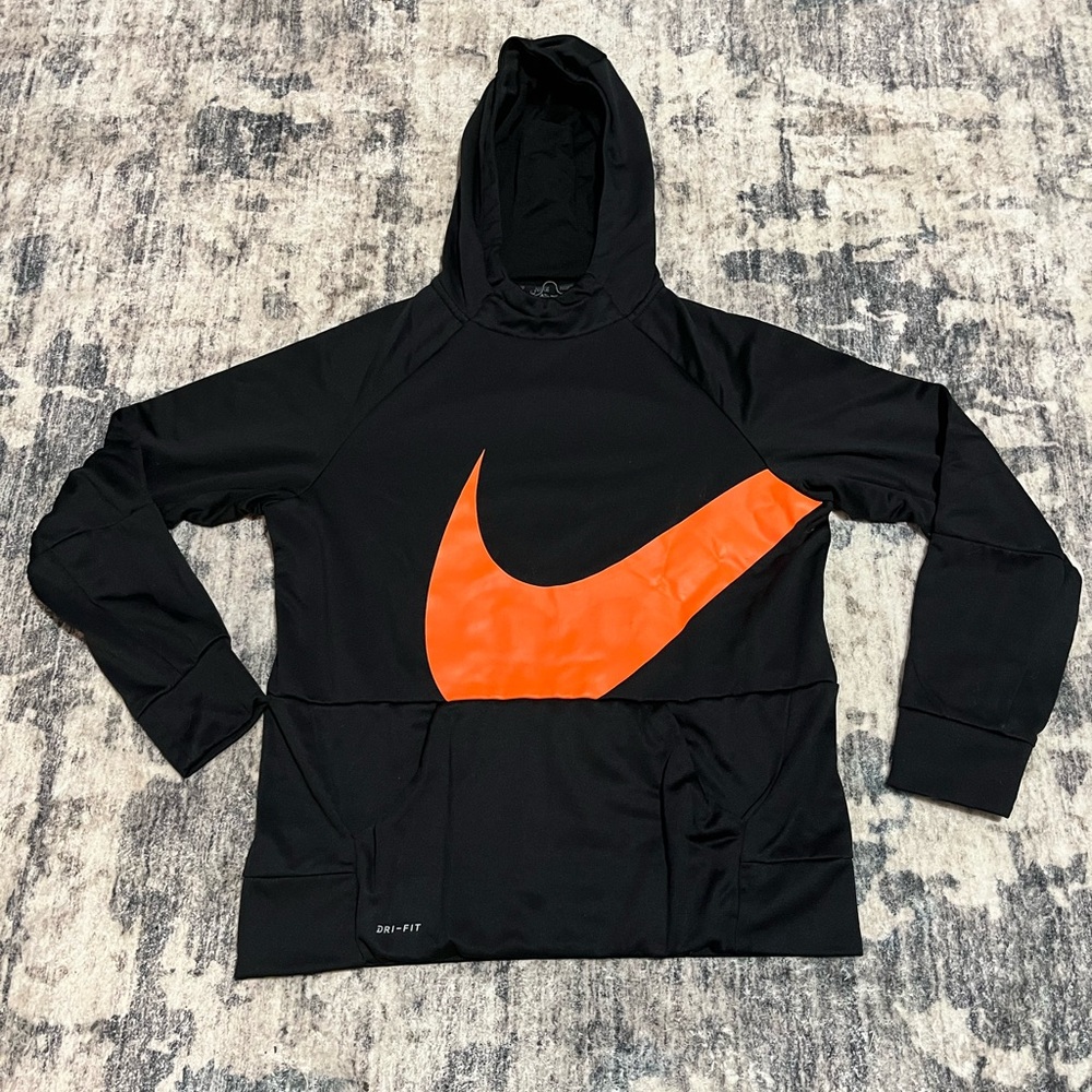 Nike Black Hoodie with Orange Swoosh